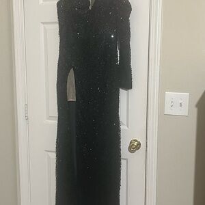 Black Long Sleeve Mock Neck Gown for Prom